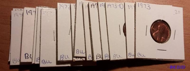 lot 113 image: Lot of carded 1970s Lincoln pennies-Brillian...