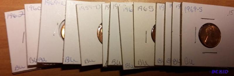 lot 114 image: Lot of carded 1960s Lincoln pennies-Brillian...