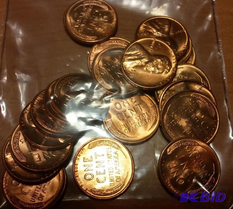 lot 13 image: 1954-S Wheat Pennies---Brilliant Uncirculated...