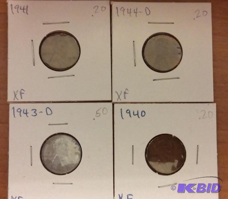 lot 136 image: Lot of 4 Carded Wheat Pennies-Dates as shown-...