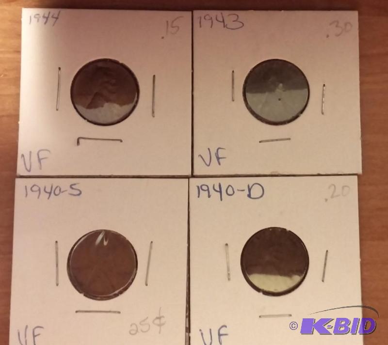 lot 137 image: Lot of 4 Carded Wheat Pennies-Dates as shown-...