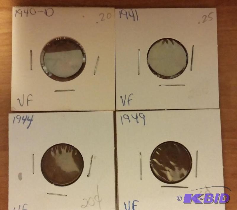 lot 138 image: Lot of 4 Carded Wheat Pennies-Dates as shown-...