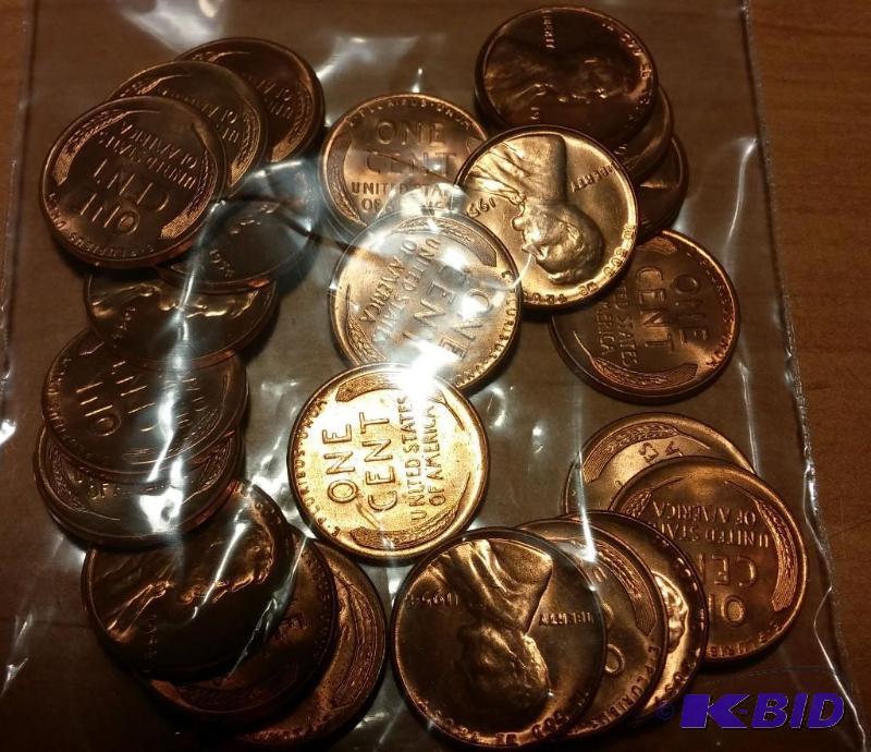 lot 14 image: 1954 Wheat Pennies---Brilliant Uncirculated...