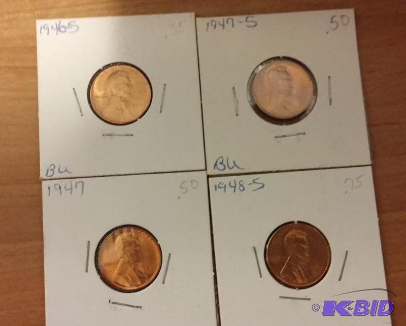 lot 150 image: Lot of 4 Carded Wheat Pennies-Dates as shown-...