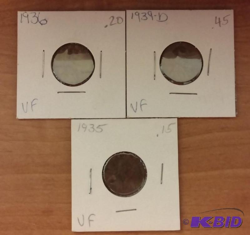 lot 165 image: Lot of 3 Carded Wheat Pennies-Dates as shown-...
