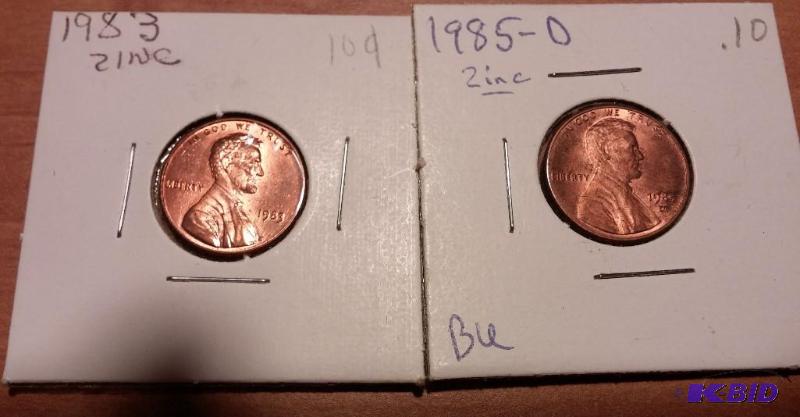 lot 167 image: Lot of 2 carded Lincoln Pennies-Brilliant Unc...