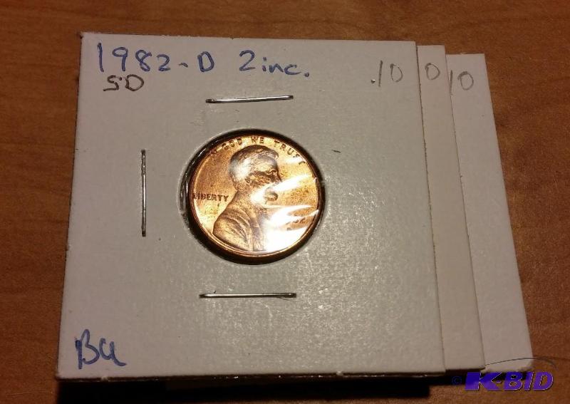 lot 168 image: Lot of 3 carded Lincoln Pennies-Brilliant Unc...