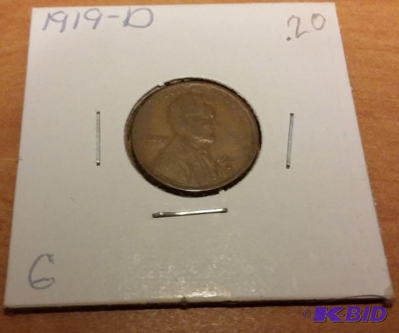 lot 172 image: 1919-D Wheat Penny...