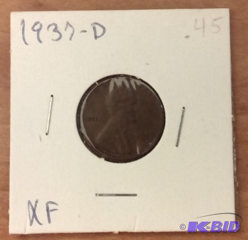 lot 175 image: 1937-D Wheat Penny...