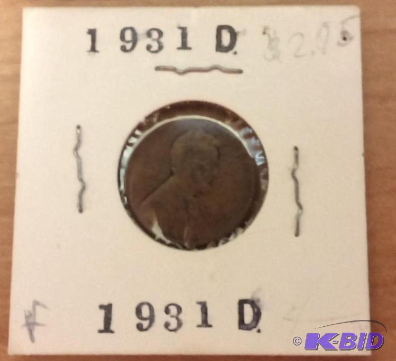 lot 177 image: 1931-D Wheat Penny...
