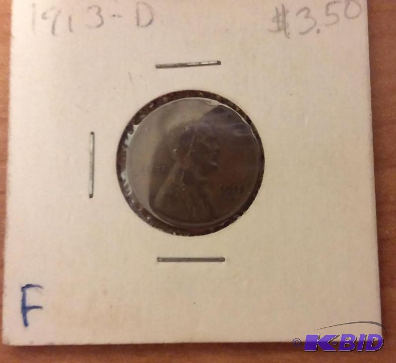 lot 178 image: 1913-D Wheat Penny...