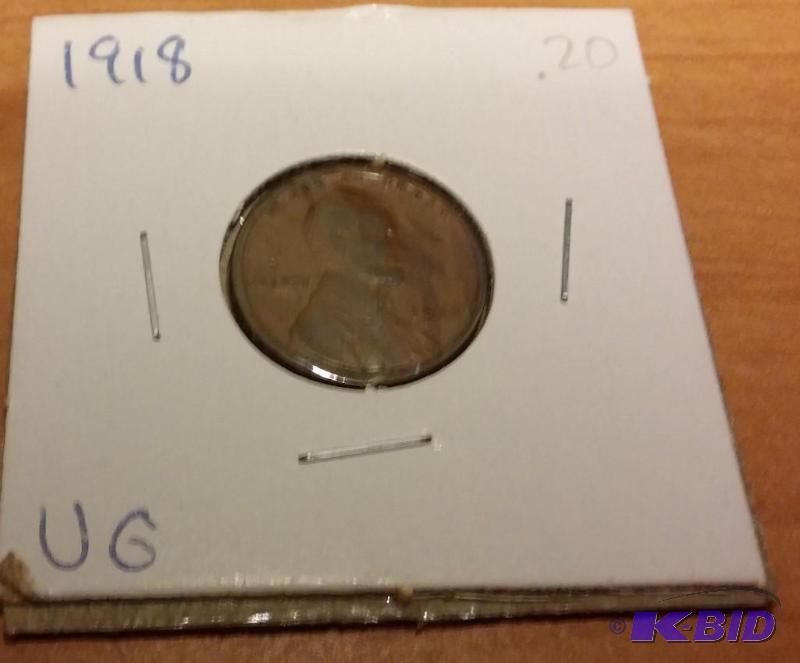 lot 184 image: 1918 Wheat Penny...