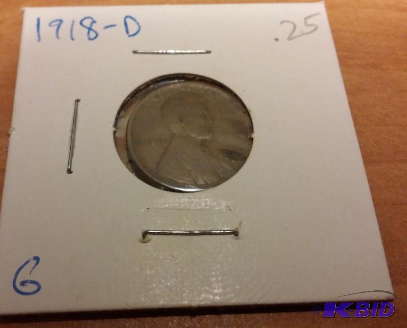 lot 185 image: 1918-D Wheat Penny...