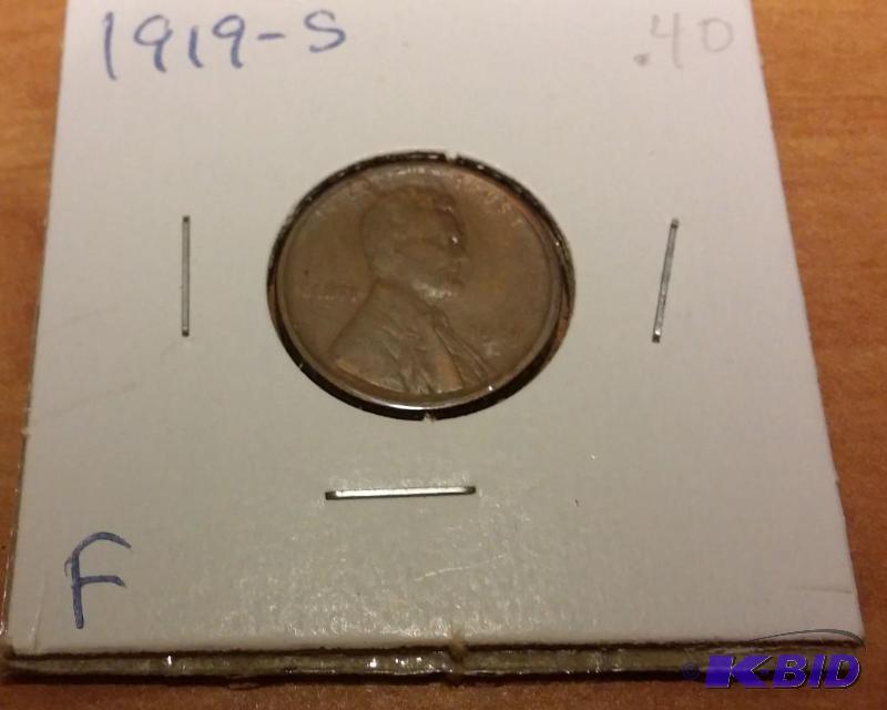 lot 187 image: 1919-S Wheat Penny...