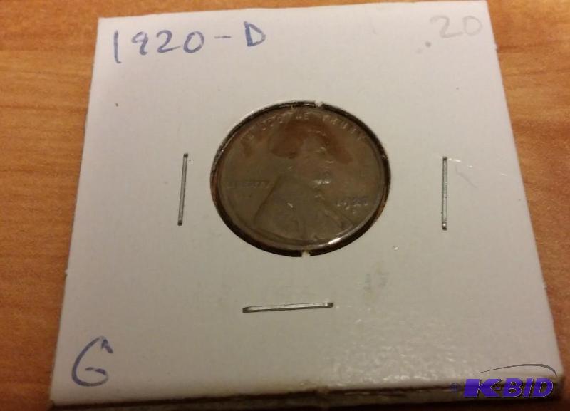 lot 190 image: 1920-D Wheat Penny...