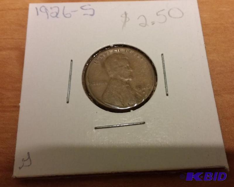 lot 195 image: 1926-S Wheat Penny...