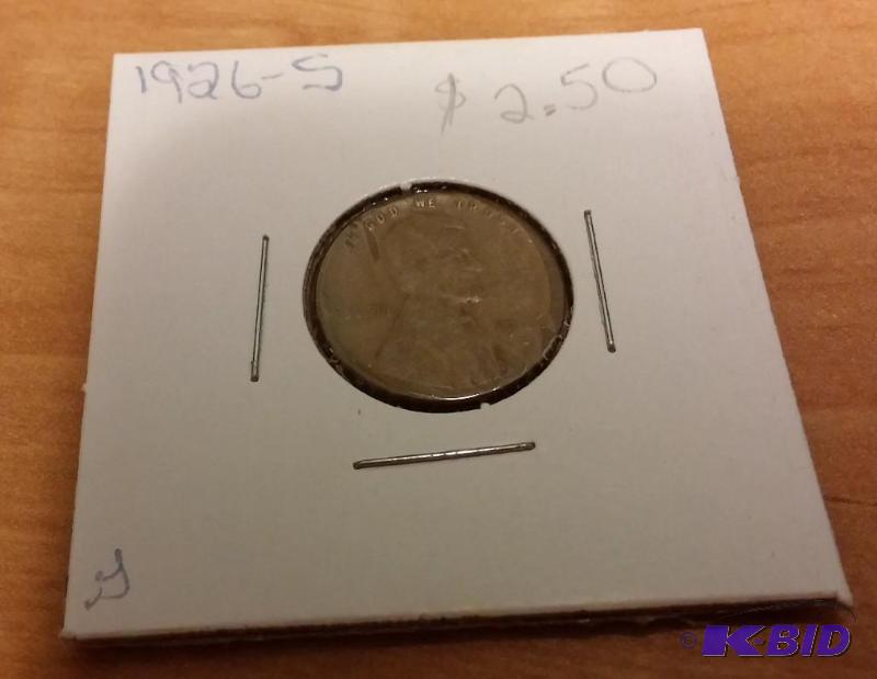 lot 197 image: 1926-S Wheat Penny...
