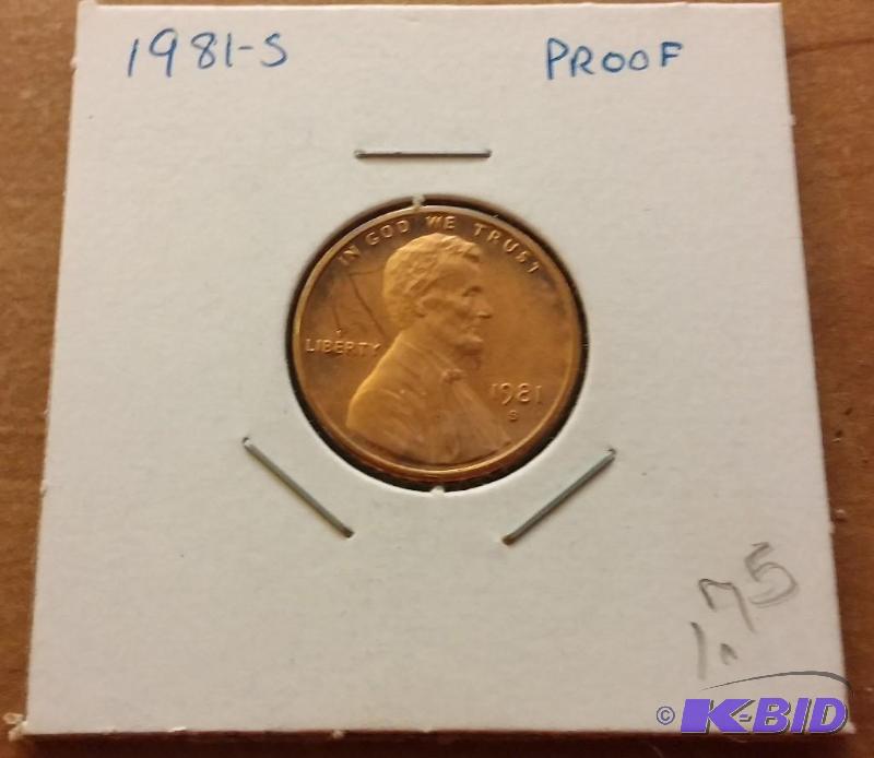 lot 213 image: 1981-S Lincoln Penny---PROOF...