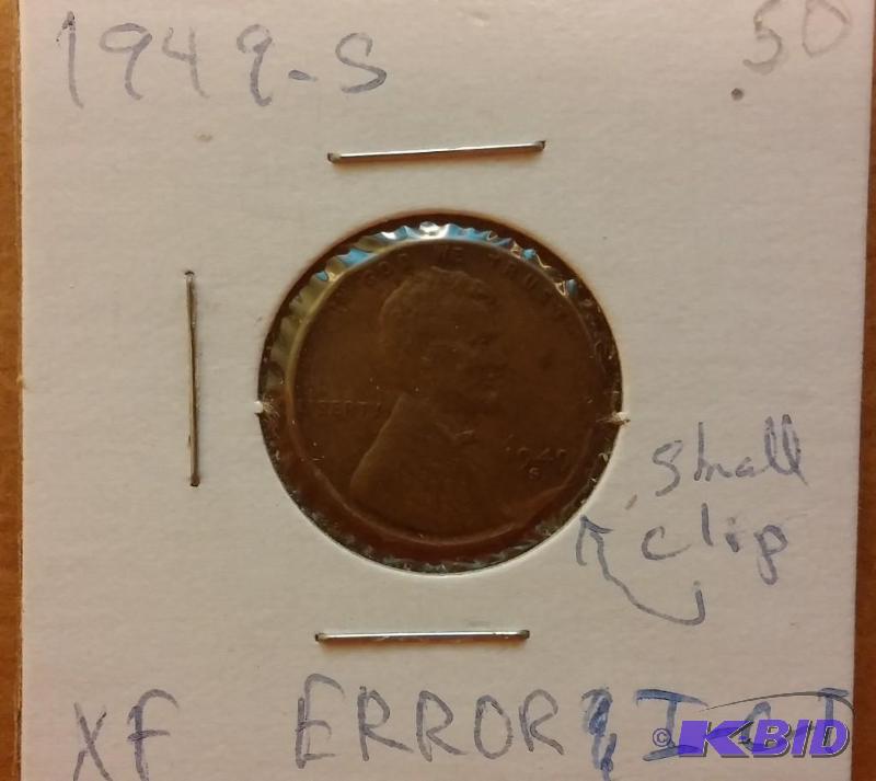 lot 229 image: 1949-S Wheat Penny error penny...