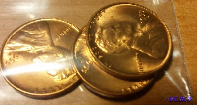 lot 26 image: 1955-D Wheat Pennies---Brilliant Uncirculated...