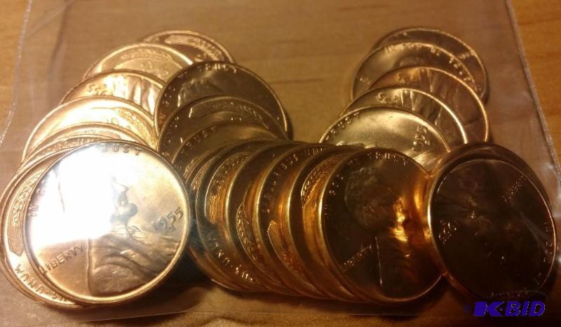 lot 27 image: 1955-S Wheat Pennies---Brilliant Uncirculated...