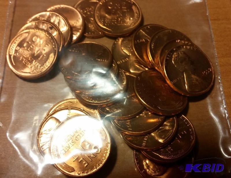 lot 33 image: 1957 Wheat Pennies---Brilliant Uncirculated...