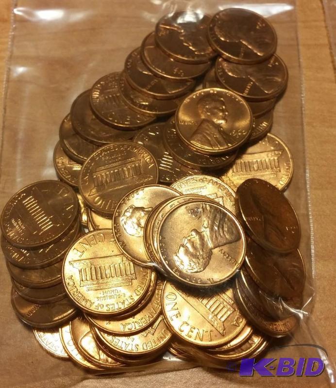 lot 44 image: 1960-D Lincoln Pennies---Brilliant Uncirculat...