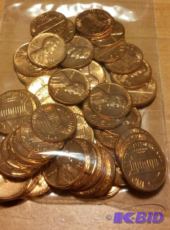 lot 50 image: 1963-D Lincoln Pennies---Brilliant Uncirculat...