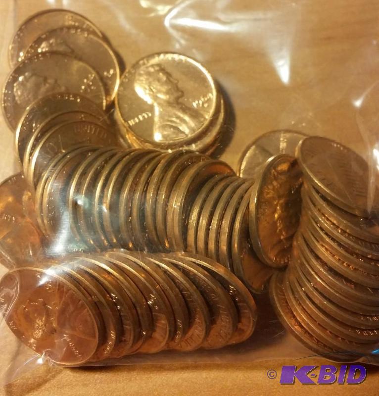 lot 56 image: 1964-D Lincoln Pennies---Brilliant Uncirculat...