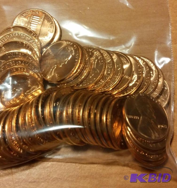 lot 61 image: 1967 Lincoln Pennies---Brilliant Uncirculated...