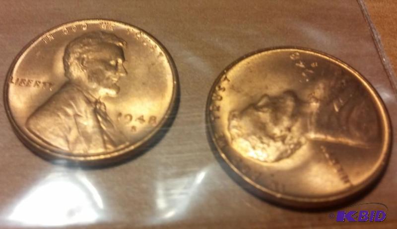 lot 8 image: 1948-S Wheat Pennies---Brilliant Uncirculated...