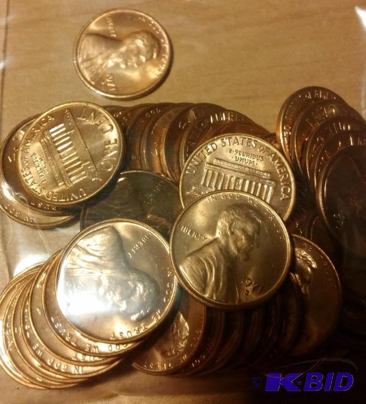 lot 97 image: 1974-S Lincoln Pennies---Brilliant Uncirculat...