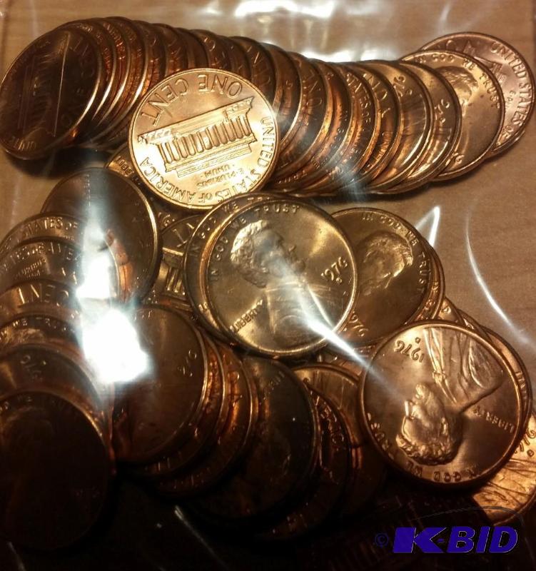 lot 99 image: 1976-D Lincoln Pennies---Brilliant Uncirculat...