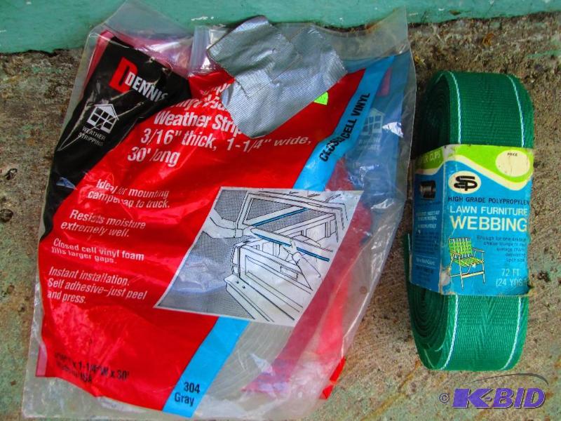 lot 121 image: Lawn furniture webbing and weatherstripping...