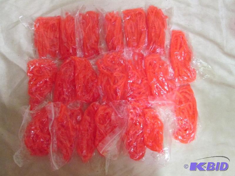 lot 210 image: Lot of 20 bags of 4 jig worms. Orange in colo...