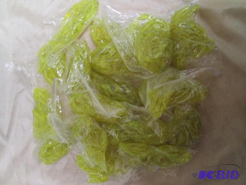 lot 211 image: Lot of 20 bags of 4 jig worms. Chartruse in c...