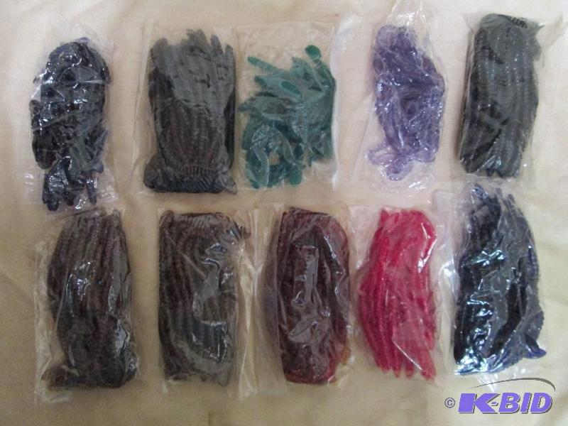 lot 213 image: Lot of 10 bags of 4 and 6 jig worms. Assorted...