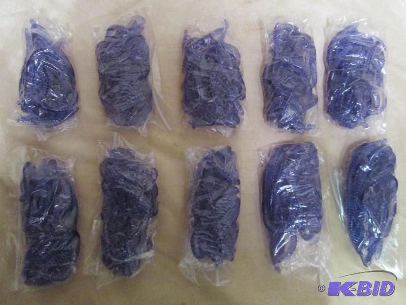 lot 228 image: Lot of 10 bags of 4 jig worms. Grape in color...