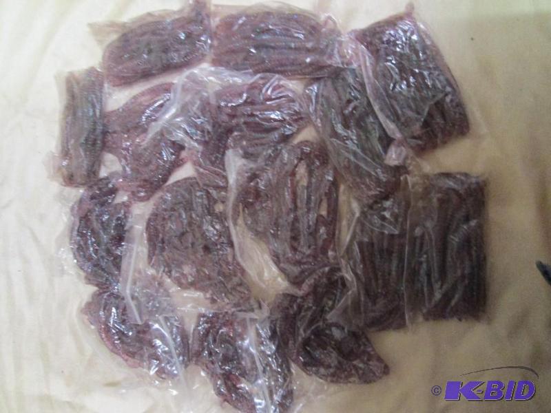 lot 229 image: Lot of 15 bags of 6 jig worms. Cotton candy s...