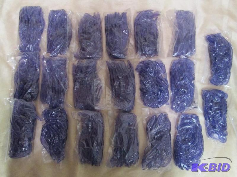 lot 232 image: Lot of 20 bags of 6 jig worms. Grape in color...