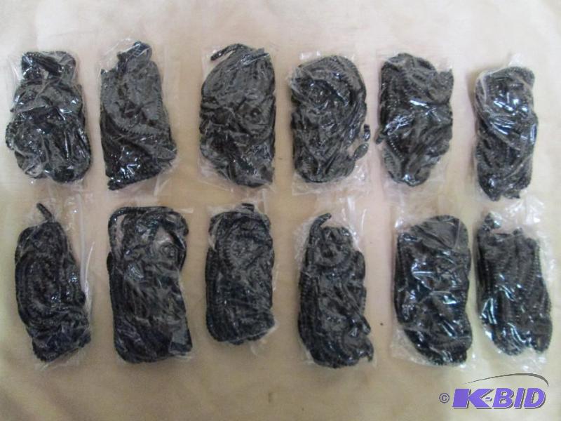 lot 233 image: Lot of 12 bags of 6 jig worms. Black in color...