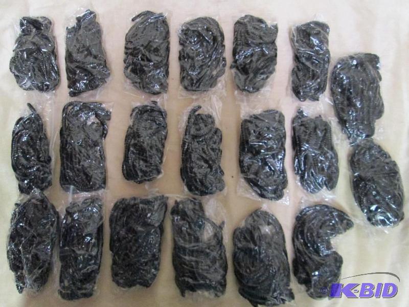 lot 235 image: Lot of 20 bags of 6 jig worms. Black in color...