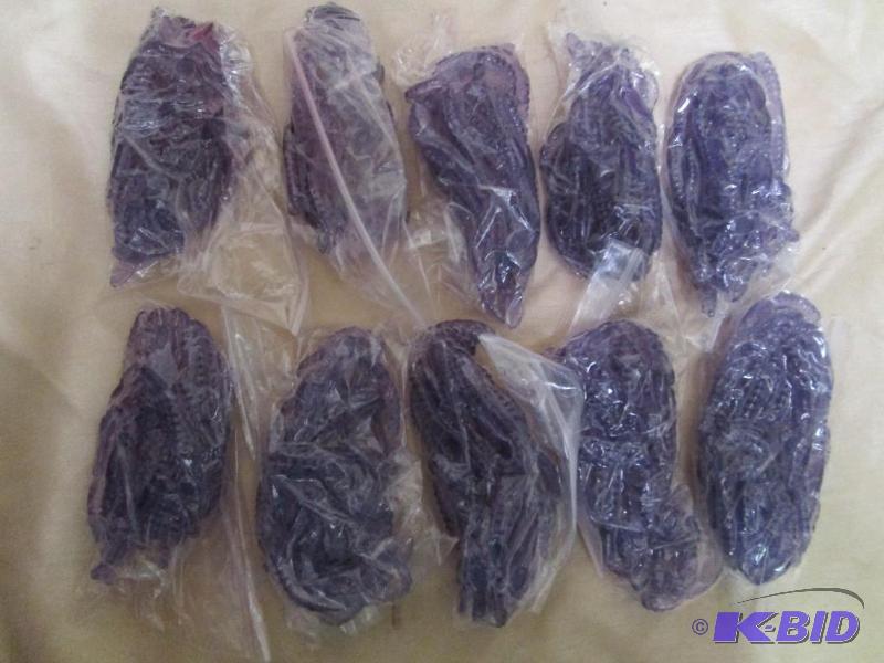 lot 239 image: Lot of 10 bags of 4 jig worms. Purple glitter...