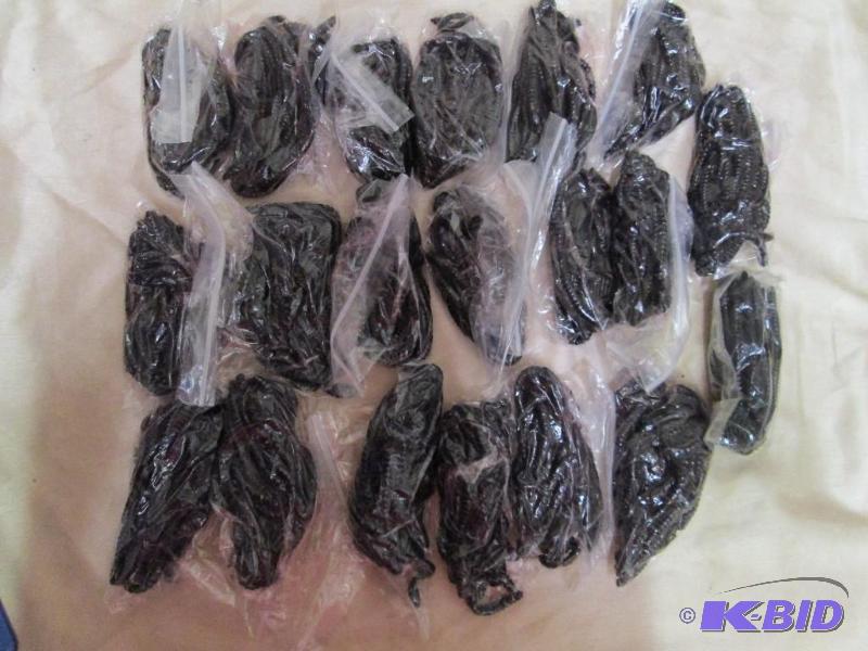 lot 240 image: Lot of 20 bags of 6 jig worms. Black fire in ...