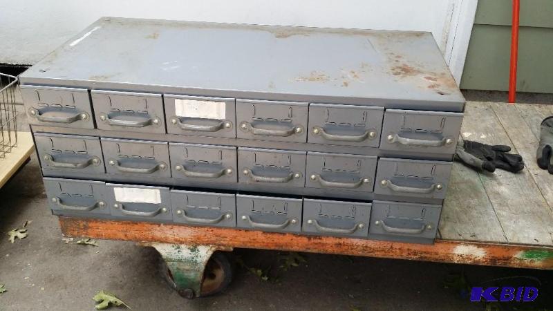 lot 83 image: Steel parts bin includes contents which is mo...
