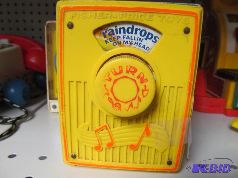 lot 23 image: 1972 Fisher Price Music Box & 1964 Fisher Price Clock Radio