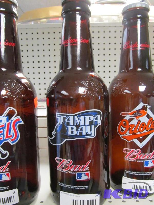 lot 4 image: Bud Large Glass Bottle Tampa Bay Blue Rays