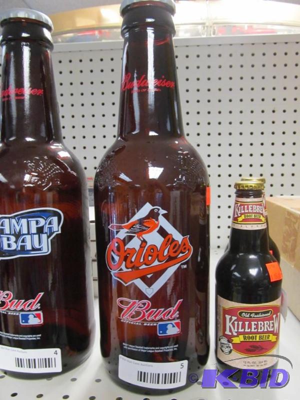 lot 5 image: Bud Large Glass Bottle Baltimore Orioles