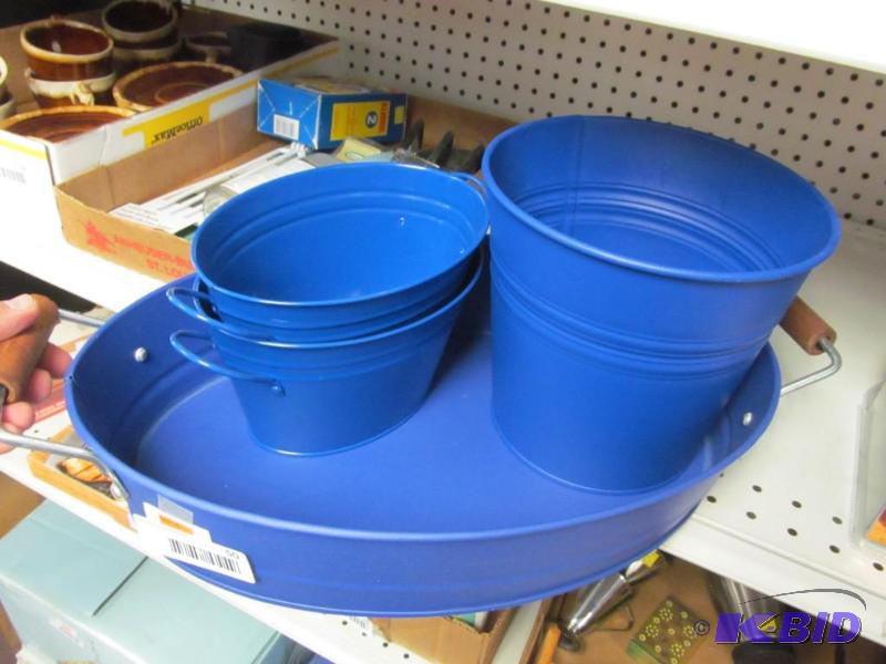 lot 50 image: New Blue Steel Buckets & Tray