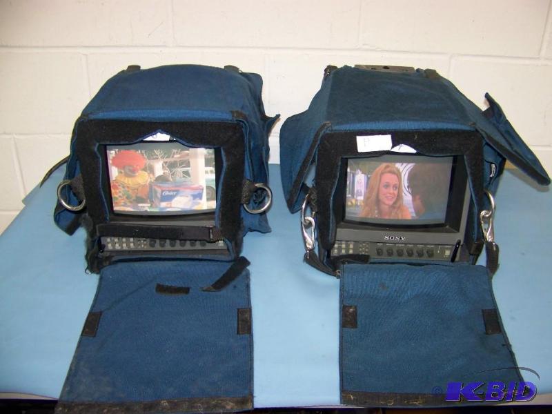 lot 109 image: (2) Sony, 8, Professional, Color Video Monitors in Porta Brace ProtectiveCarrying Bags